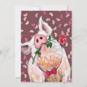Funny Valentine's Day Card mit Gentleman Pig