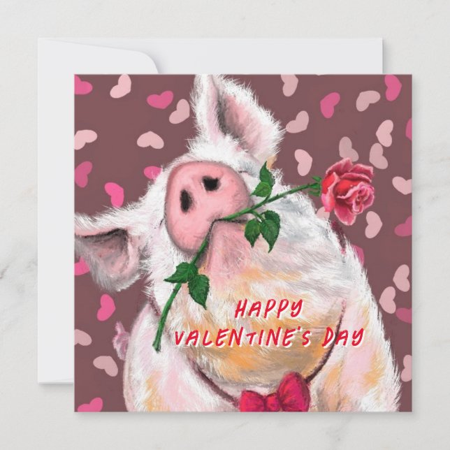 Funny Valentine's Day Card mit Gentleman Pig Karte (Vorderseite)