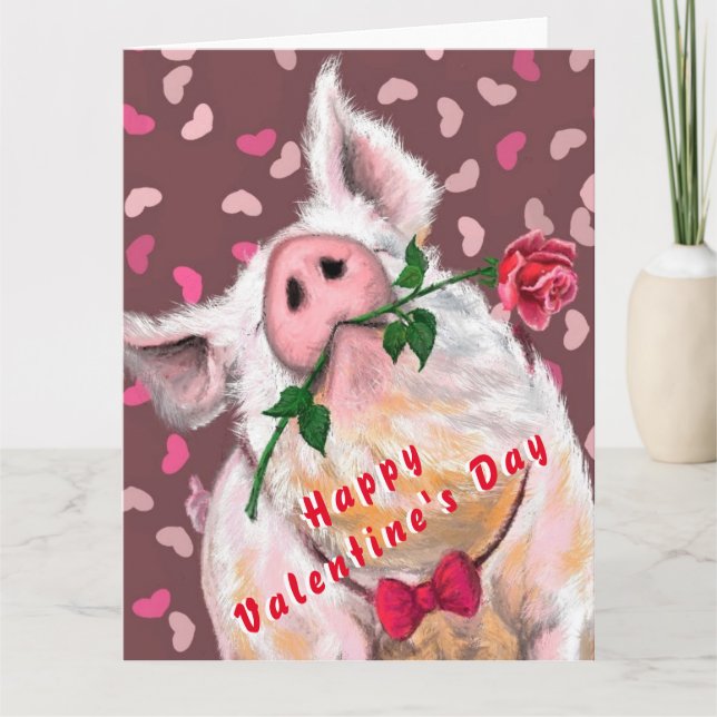 Funny Valentine's Day Card mit Gentleman Piggy Karte (Vorderseite)