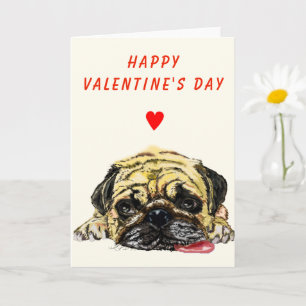 Funny Valentine's Day Card mit Mops Dog Karte