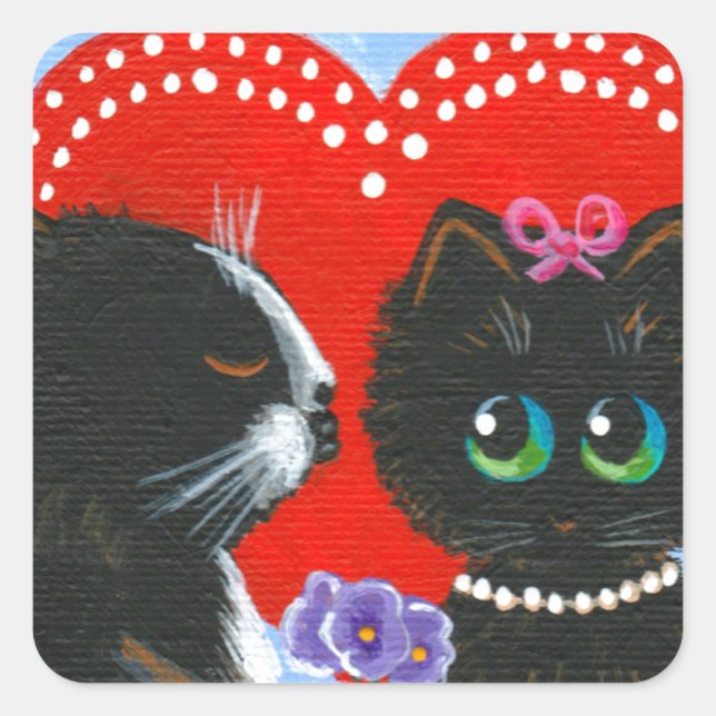 Funny Valentine's Day Cat Creationarts Sticker (Vorderseite)