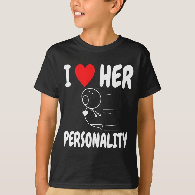 Funny Valentine's Day Couple Matching I Love Her I T-Shirt (Vorderseite)