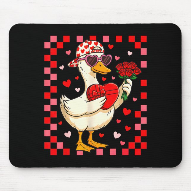 Funny Valentines Day Duck Heart Valentine Cud Kids Mousepad (Vorne)