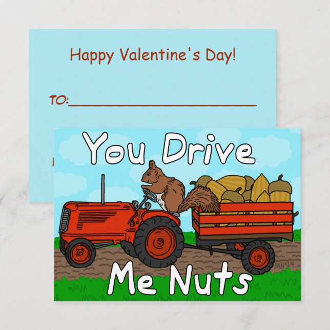 Funny Valentine's Day Eichhörnchen Pun Kids Klasse Einladung (Vorne/Hinten)