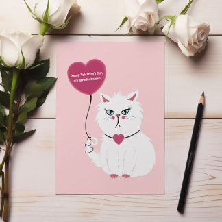 Funny Valentine's Day Grumpy White Cat Flat Card Feiertagskarte