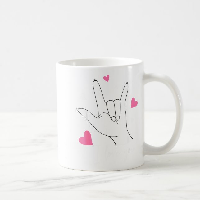 Funny Valentines Day Heart I Love You Hand Sign La Kaffeetasse (Rechts)