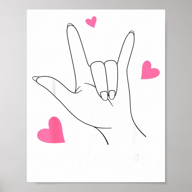 Funny Valentines Day Heart I Love You Hand Sign La Poster (Vorne)