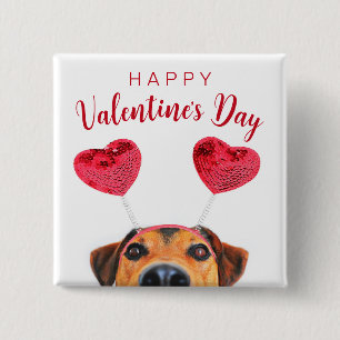 Funny Valentine's Day Hund Niedlich Heart Headband Button