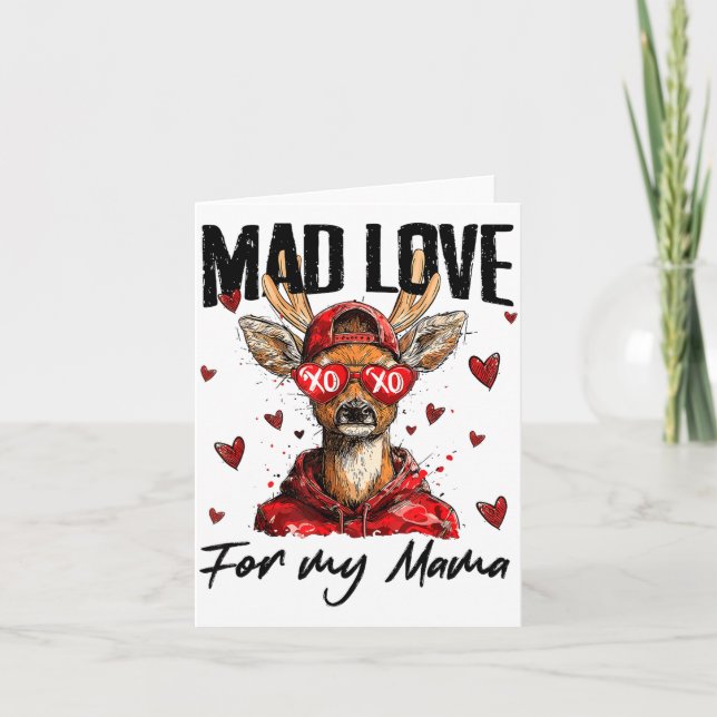 Funny Valentine's Day Mad Love For My Mama Deer Hu Karte (Vorderseite)