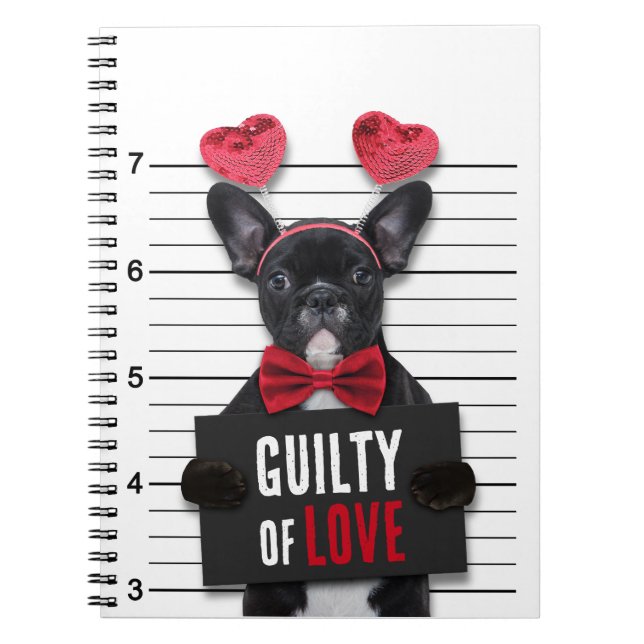 Funny Valentine's Day Mugshot Guilty Liebe Hund Notizblock (Vorderseite)