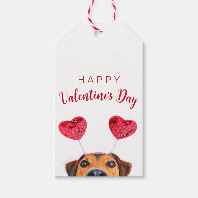 Funny Valentine's Day Niedlich Hunde Herz-Band Geschenkanhänger (Vorderseite)