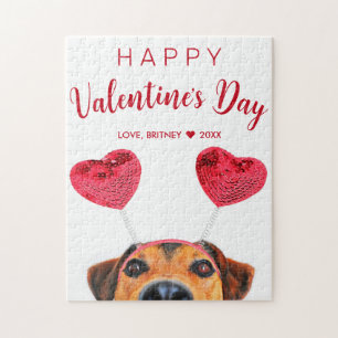 Funny Valentine's Day Niedlich Hunde Herz-Band Puzzle