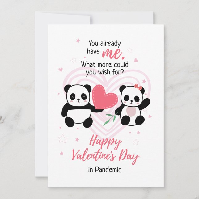 Funny Valentine's Day Panda Pandemic Feiertagskarte (Vorderseite)
