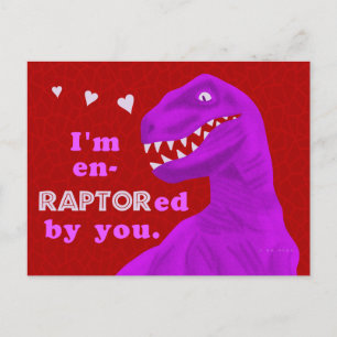 Funny Valentine's Day Raptor Dinosaurier Pun Kids Feiertagspostkarte