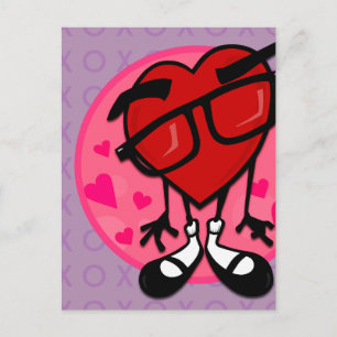 FUNNY VALENTINE'S DAY RED HEART LILA POSTCARD FEIERTAGSPOSTKARTE