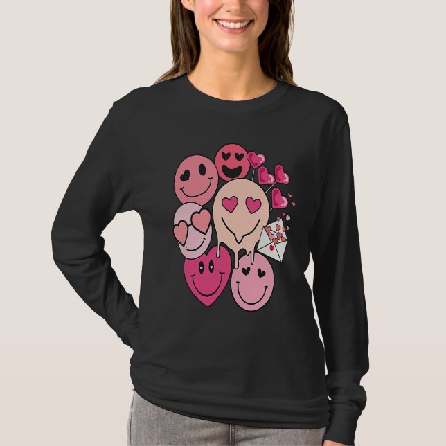 Funny Valentine's Day retro smile heart candy T-Shirt (Vorderseite)