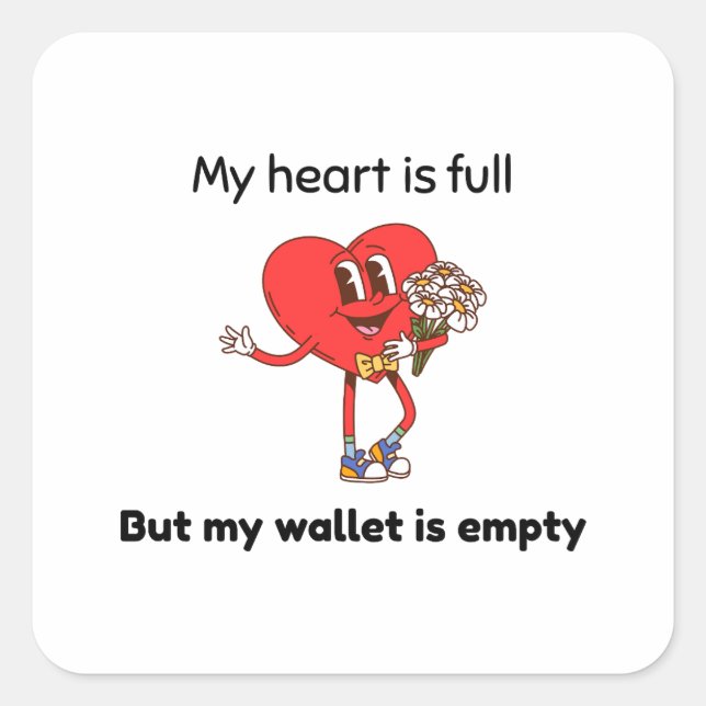 Funny Valentine's Quadratischer Aufkleber (Vorderseite)