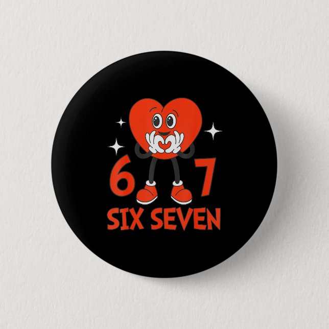 Funny Valentines Six Seven Hearts 6 7 Meme Boys Gi Button (Vorderseite)