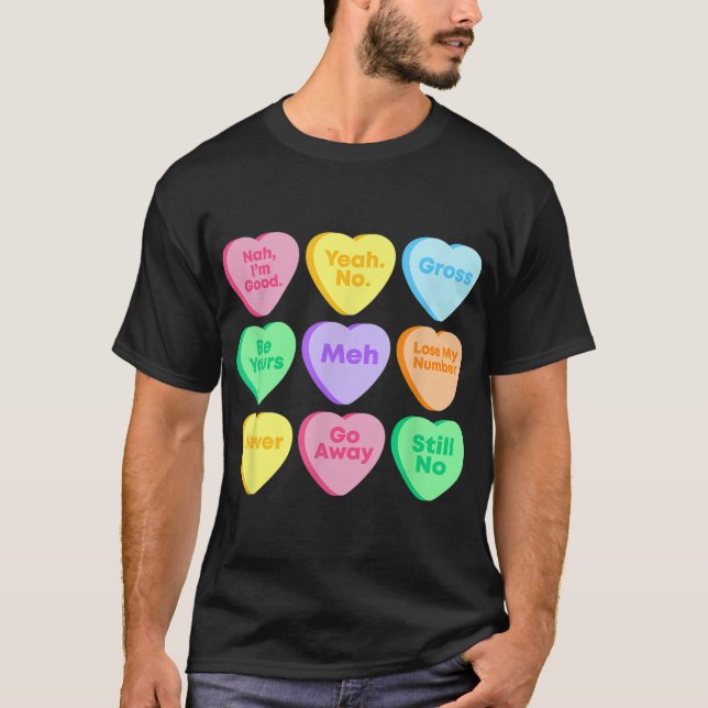 Funny Valentinstag Candy Hear T-Shirt (Vorderseite)