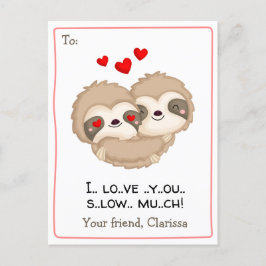 Funny Valentinstag Card for Kids (Sloth Hearts) Feiertagspostkarte
