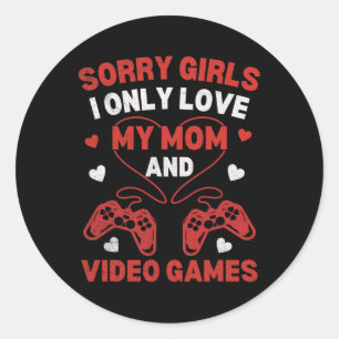 Funny Valentinstag for Boys Kids Video Games Fun Runder Aufkleber