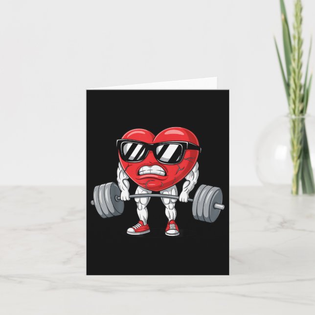 Funny Valentinstag Herz Weightheben Deadlift Karte (Vorderseite)
