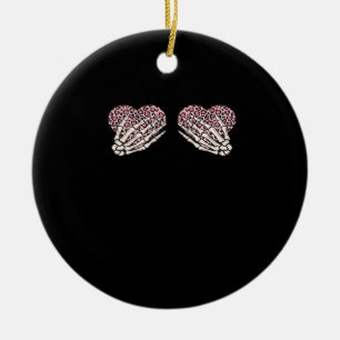 Funny Valentinstag Skeleton Hands Hearts Girl Cl Keramik Ornament