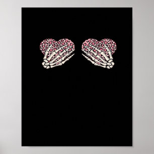 Funny Valentinstag Skeleton Hands Hearts Girl Cl Poster