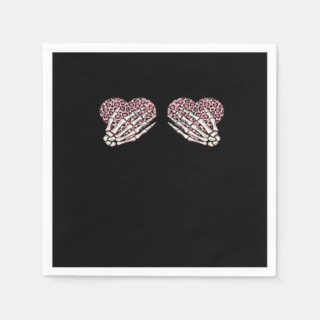 Funny Valentinstag Skeleton Hands Hearts Girl Cl Serviette (Vorderseite)