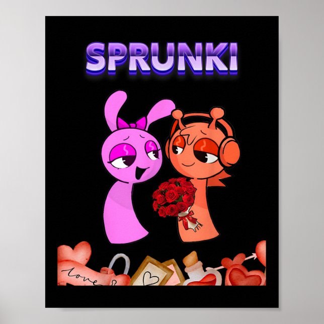 Funny Valentinstag Sprunki Herz für Kinder Mädchen Poster (Vorne)