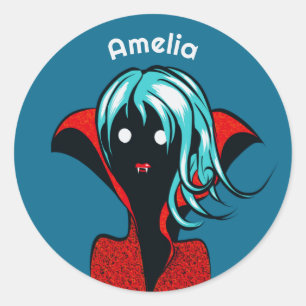 Funny Vampire Girl Niedlich Goth Charakter Art Nam Runder Aufkleber