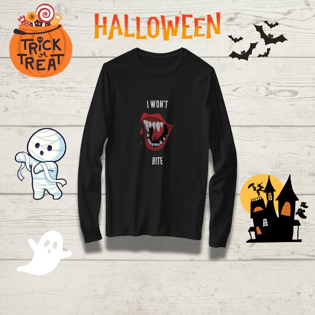 Funny Vampire "I will not Bite" Familie Halloween T-Shirt (Von Creator hochgeladen)