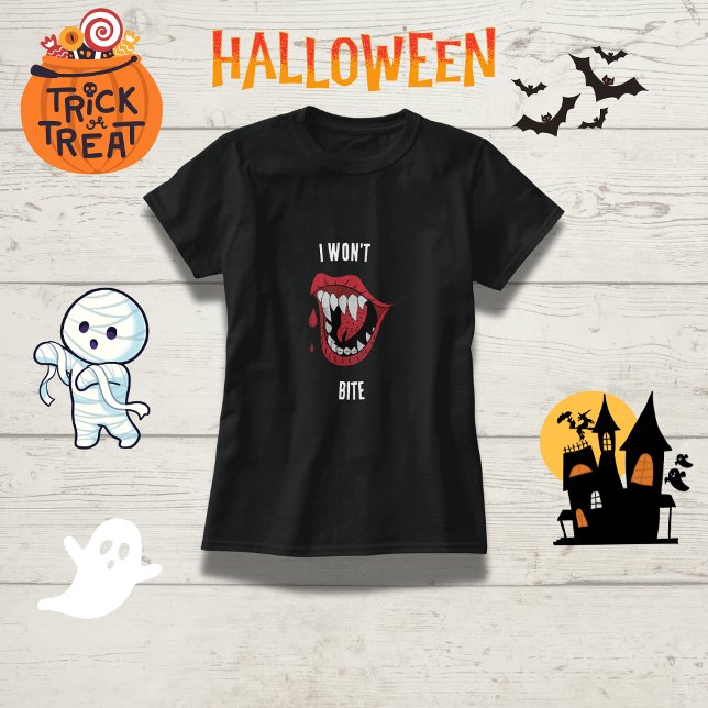 Funny Vampire "I will not Bite" Familie Halloween T-Shirt (Von Creator hochgeladen)