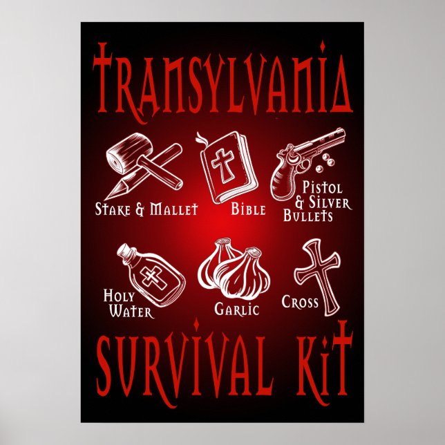 Funny Vampire Transylvania Survival Kit Poster (Vorne)