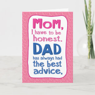 Funny Vater Advice Mother's Day Card Karte