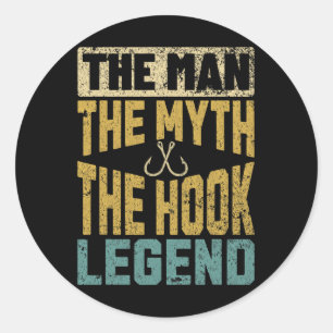 Funny Vater Fishing Man Myth Hook Legend Fischer F Runder Aufkleber