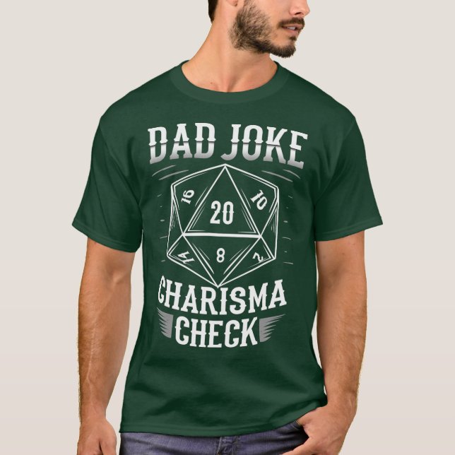 Funny Vater Joke Charisma Karo D20 RPG Dungeons T-Shirt (Vorderseite)