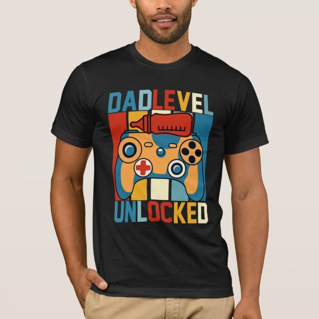 Funny Vater Level Unlocks Videospiel T-Shirt (Vorderseite)