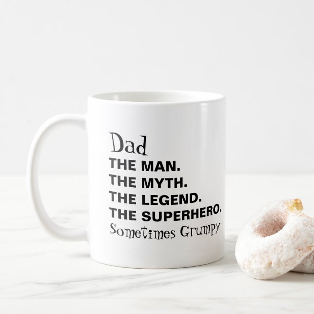 Funny Vater Man Myth Legend Grumpy Typografie Kaffeetasse (Mit Donut)