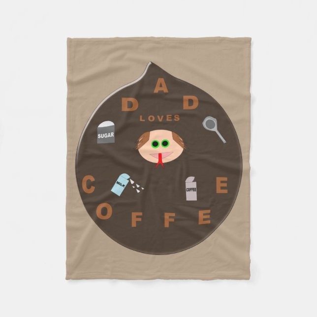 Funny Vater Monster Lieben Kaffee Fleece Blanken (Vorderseite)