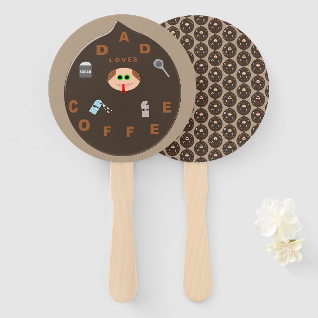 Funny Vater Monster Lieben Kaffee Hand Fan Fächer (Vorne und Hinten)
