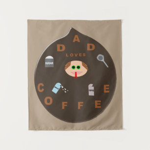 Funny Vater Monster Lieben Kaffee Tapest Wandteppich
