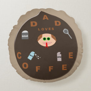 Funny Vater Monster Lieben Kaffeepause Rundes Kissen