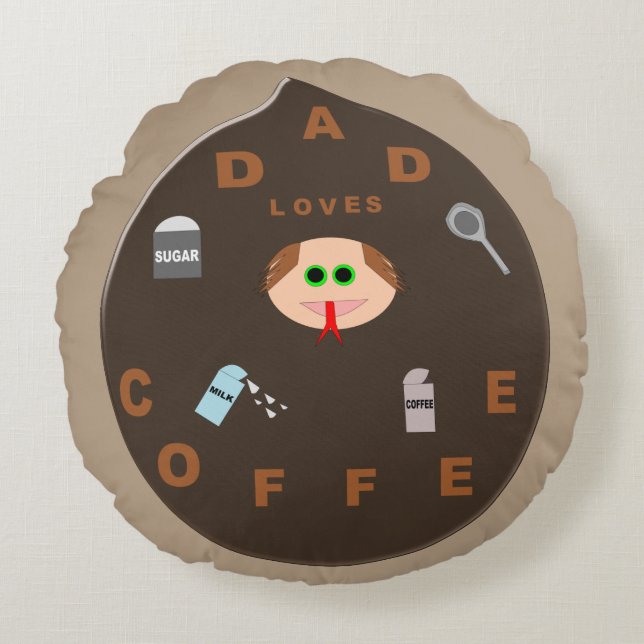 Funny Vater Monster Lieben Kaffeepause Rundes Kissen (Vorderseite)