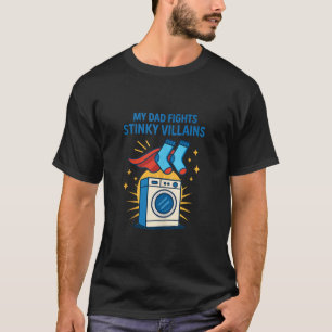 Funny Vater Socks Superhero Waschmaschine Federn T-Shirt