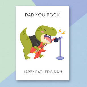 Funny Vater You Rock Dino Pun Father's Day Card Karte