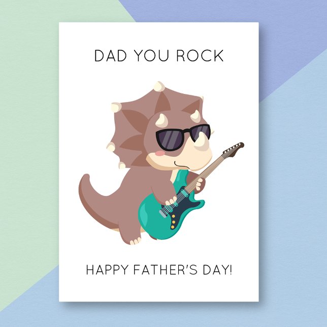 Funny Vater You Rock Dinosaur Pun Father's Day Car Karte (Von Creator hochgeladen)