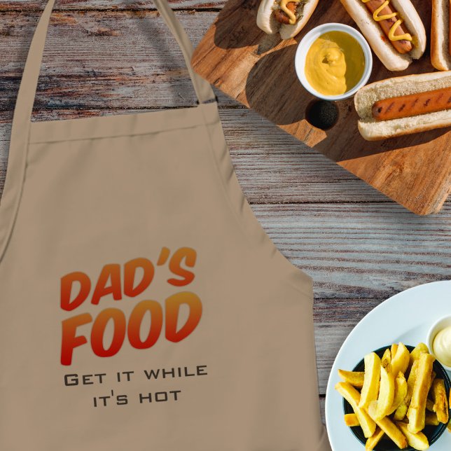 Funny Vaters Nahrung holen, während es heiße GRILL Schürze (Fun apron for your Dad. He's cooking and get it while it's hot!)
