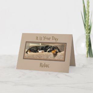 Funny "Vatertag" Card W/Basset Hound Puppy Karte