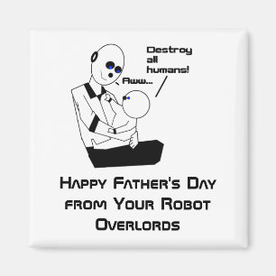 Funny Vatertag Robot Science Joke Cartoon Magnet